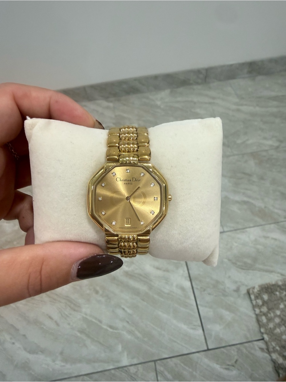 Dior Gold Octagonal Dial Bracelet Watch